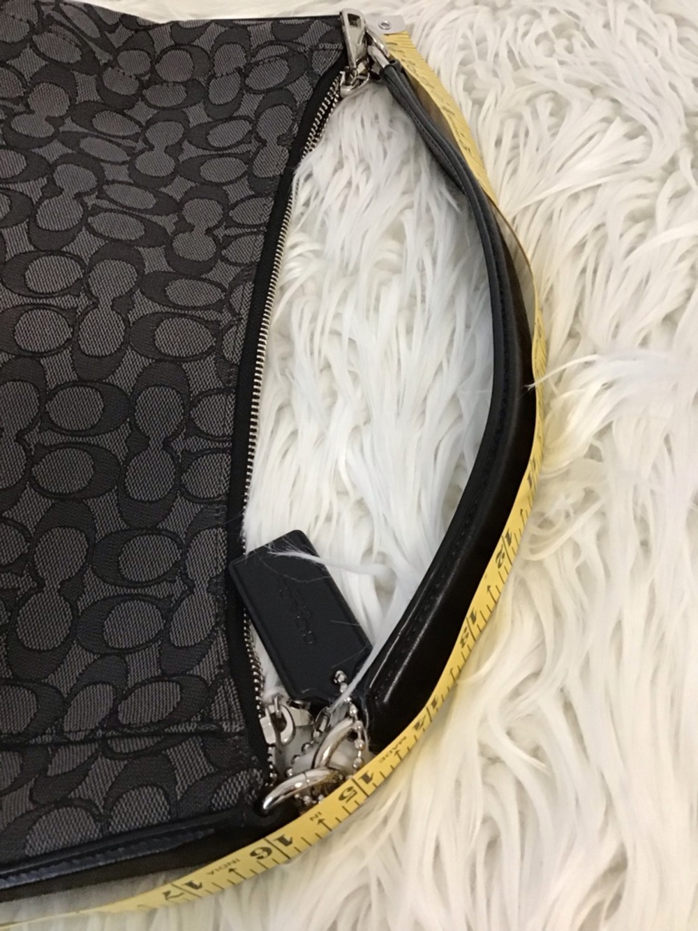 COACH EAST/WEST CELESTE HOBO SIGNATURE BAG BLACK SMOKE/BLACK PRISTINE - Picture 12 of 14